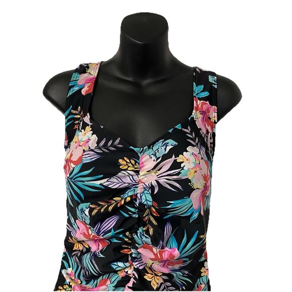 Byron Blue Women's One Piece Swimsuit Blue Floral Patterned Swimming Size 12 - Picture 4 of 7